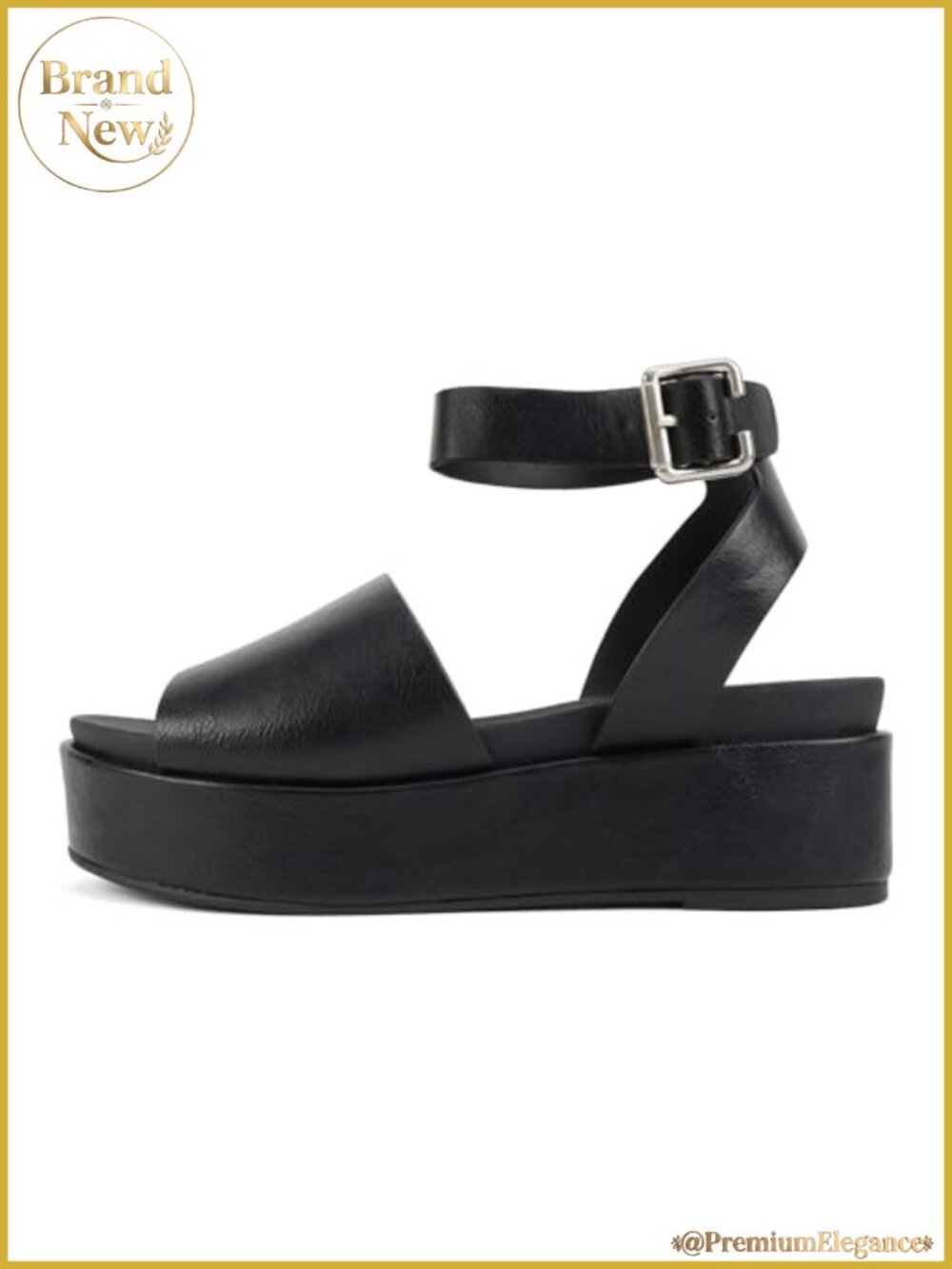 Women's Round Toe Single Band Platform Sandal with Adjustable Ankle Strap